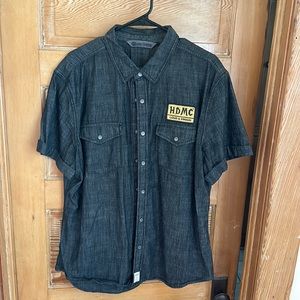 Harley Davidson Denim snap button up shirt sleeve shirt